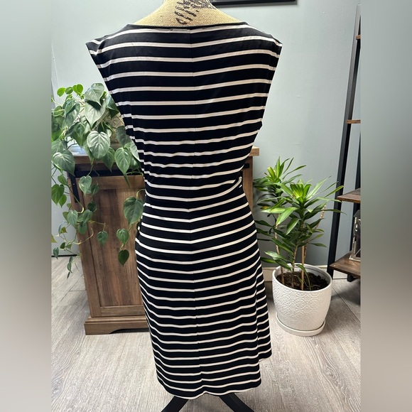 Loft black and white striped dress with elastic waist. Size Small. - Picture 3 of 5